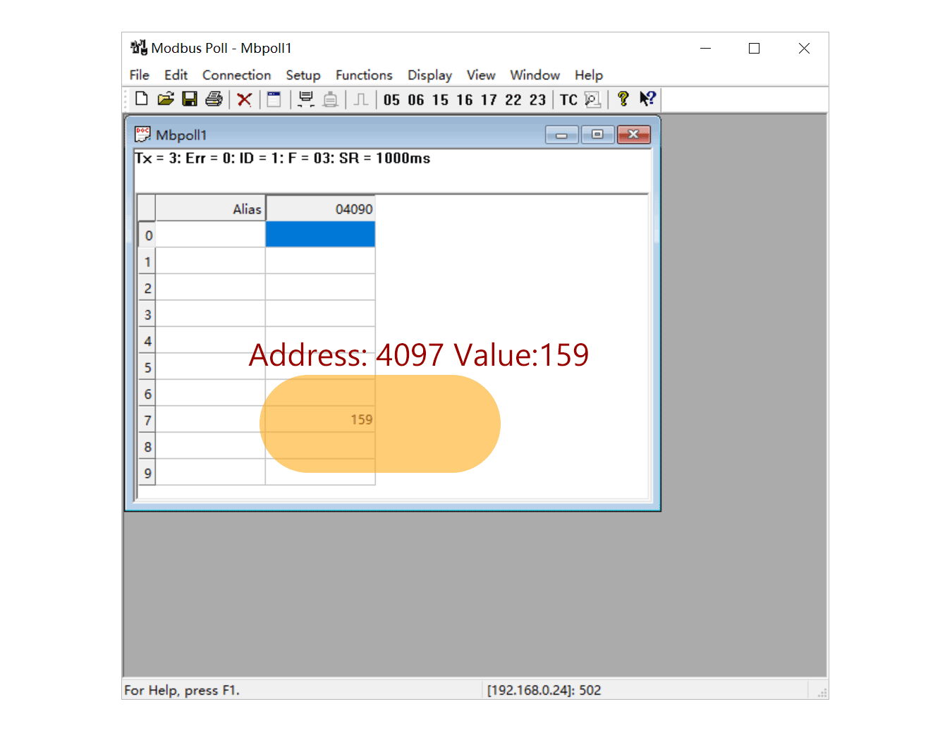 Modbus Poll 连接成功